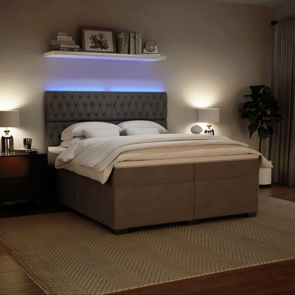vidaXL Sommier &agrave; lattes de lit et matelas Gris clair 200x200cm Velours