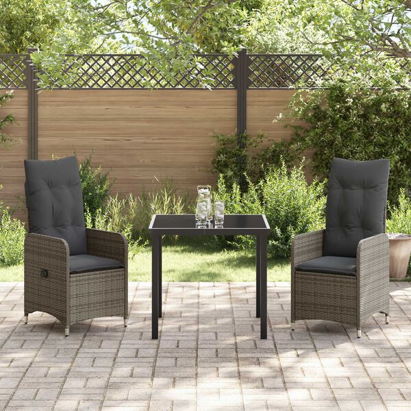 vidaXL Ensemble de salle &agrave; manger pour jardin 3 pcs Gris polyrotin