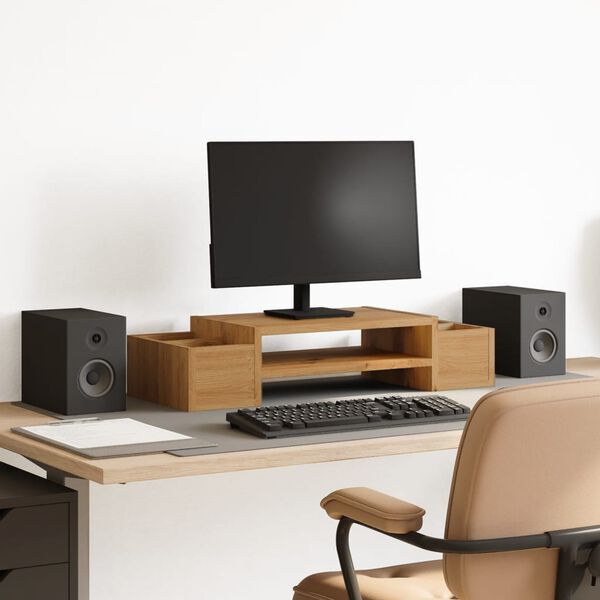 vidaXL Support de moniteur avec rangement ch&ecirc;ne artisanal 70x27x15 cm
