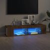 vidaXL Meuble TV avec lumi&egrave;res LED ch&ecirc;ne marron 135x39x30 cm