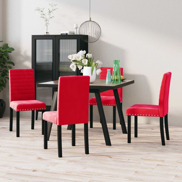 vidaXL Chaises &agrave; manger lot de 4 rouge bordeaux velours