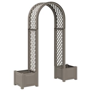 vidaXL Arc &agrave; Roses avec Jardini&egrave;re Gris 168,5 x 43 x 207 cm PP