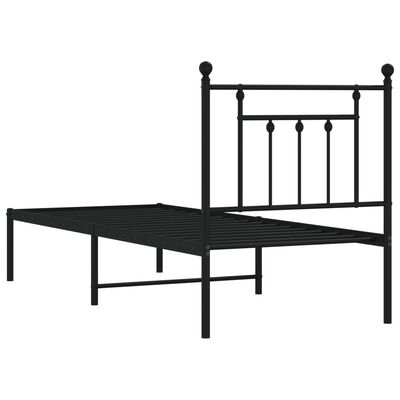 vidaXL Cadre de lit métal sans matelas avec tête de lit noir 75x190 cm