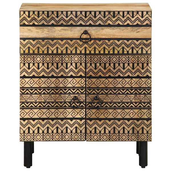 vidaXL Table de chevet noir 50x33x60 cm bois de manguier massif brut