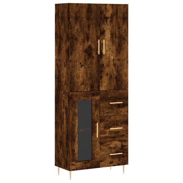 vidaXL Buffet haut Ch&ecirc;ne fum&eacute; 69,5x34x180 cm Bois d'ing&eacute;nierie