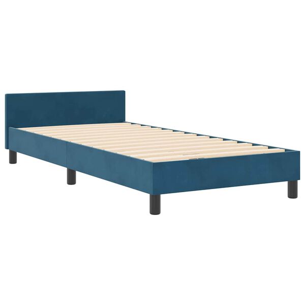 vidaXL Lit &agrave; ressorts avec t&ecirc;te de lit Bleu fonc&eacute; 90 x 200 cm Velours