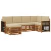vidaXL Ensemble de canap&eacute; d'angle avec coussin 5 pcs Naturel