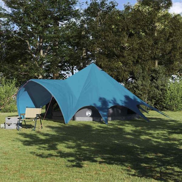 vidaXL Tente tipi avec toit avec &eacute;vent Bleu et gris 600 x 600 x 347 cm