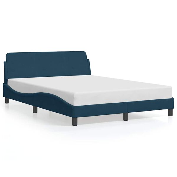 vidaXL Cadre de lit avec t&ecirc;te de lit Dover bleu 120x200cm velours