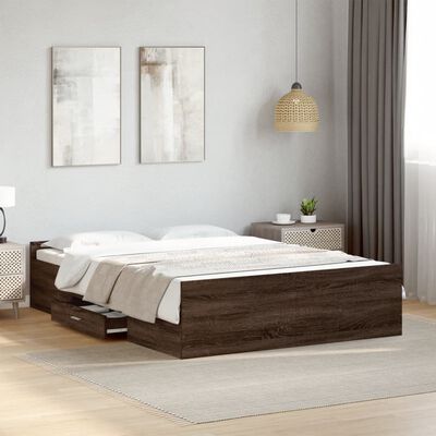 vidaXL Cadre de lit avec tiroirs sans matelas chêne marron 120x190 cm