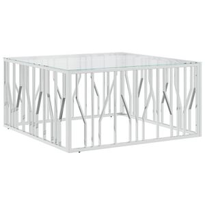 vidaXL Table basse 100x100x50 cm acier inoxydable et verre