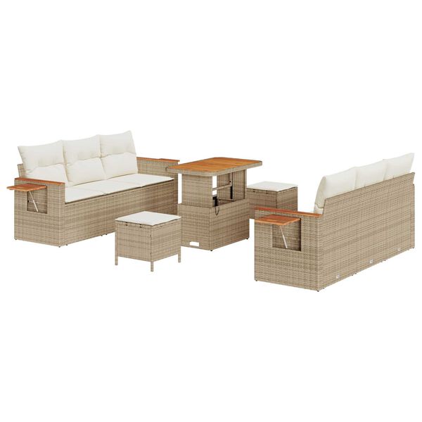 vidaXL Ensemble de canap&eacute; de jardin avec coussin 9 pcs Beige et cr&egrave;me