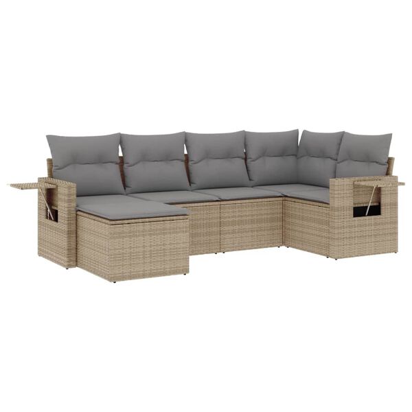 vidaXL Salon de jardin avec coussins 6 pcs beige résine tressée