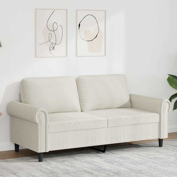 vidaXL Canap&eacute; &agrave; 2 places Cr&egrave;me 140 cm Velours