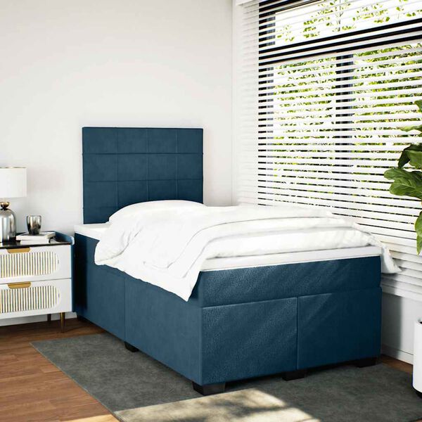 vidaXL Sommier &agrave; lattes de lit et matelas bleu 120x200 cm velours