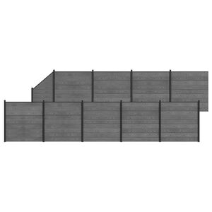 vidaXL Ensemble de Cl&ocirc;ture 10 pcs 1657 x 186 cm WPC et Aluminium Gris