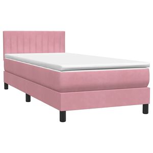 vidaXL Sommier &agrave; lattes de lit avec matelas rose 90x220 cm velours