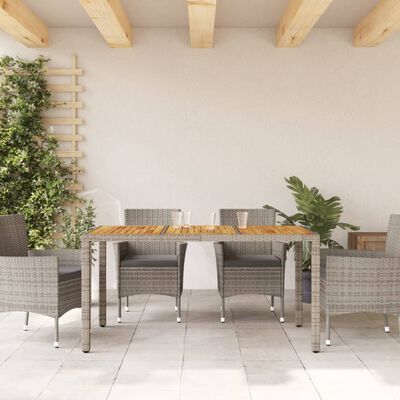 vidaXL Table de jardin 150x90x75 cm Acacia et résine tressée Gris