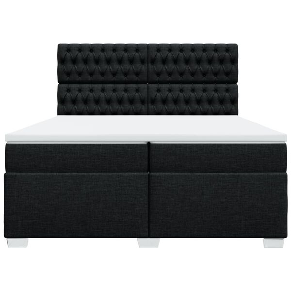 vidaXL Sommier &agrave; lattes de lit avec matelas Noir 200x200 cm Tissu