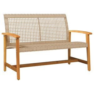 vidaXL Banc de jardin beige 112 cm r&eacute;sine tress&eacute;e et bois d'acacia