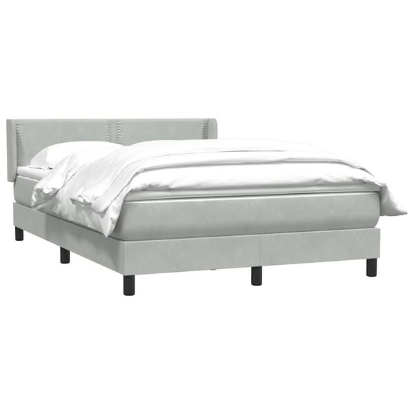 vidaXL Sommier à lattes de lit et matelas gris clair 140x210cm velours