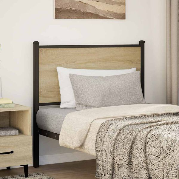 vidaXL T&ecirc;te de lit de remplacement sonoma 90 cm bois d'ing&eacute;nierie et acier