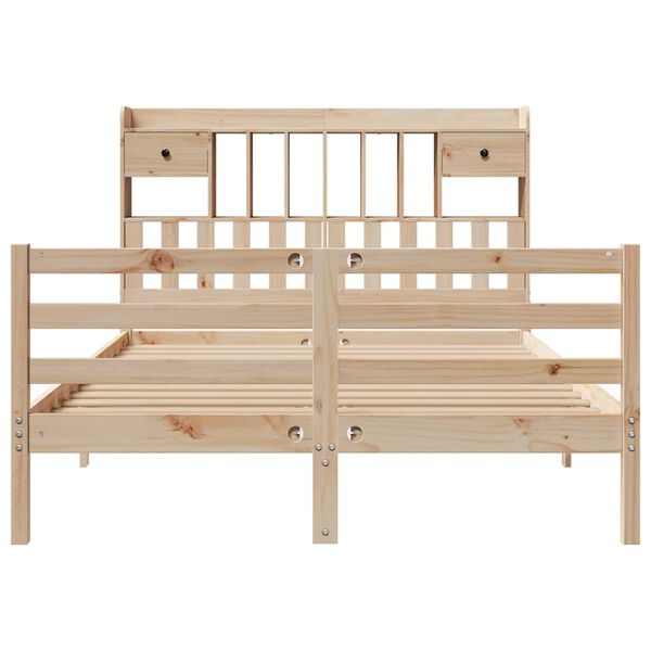 vidaXL Lit biblioth&egrave;que sans matelas 140x190 cm bois de pin massif