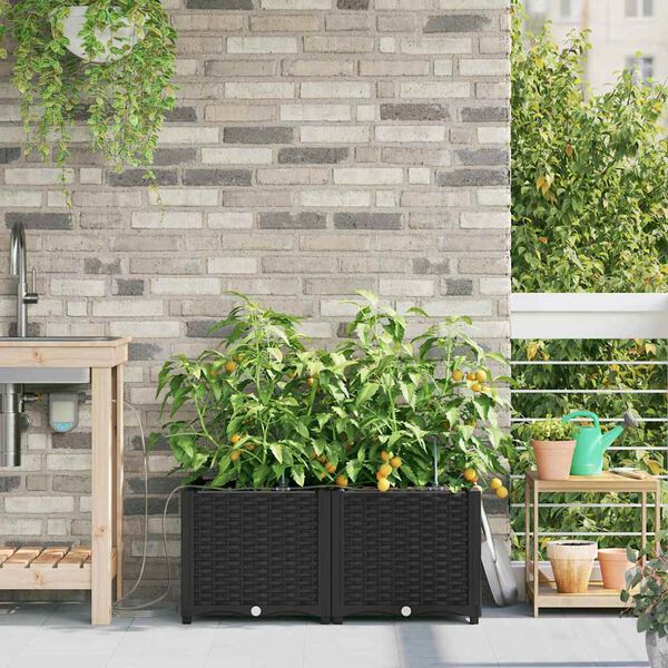 vidaXL Cache-pot de jardin 2 pcs Noir Acier
