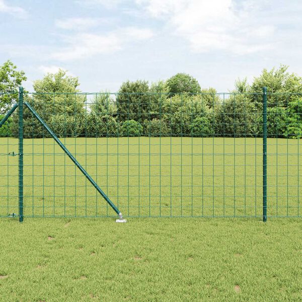 vidaXL Cl&ocirc;ture avec poteau Vert 1 x 10 m Acier