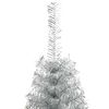 vidaXL Sapin de Noël artificiel pré-éclairé Argent 240 cm PET