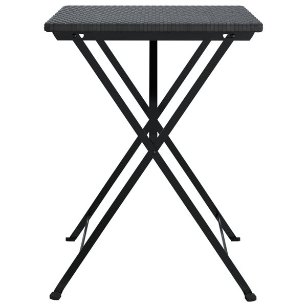 vidaXL Table de bistrot pliante Noir 55x54x71 cm Résine tressée
