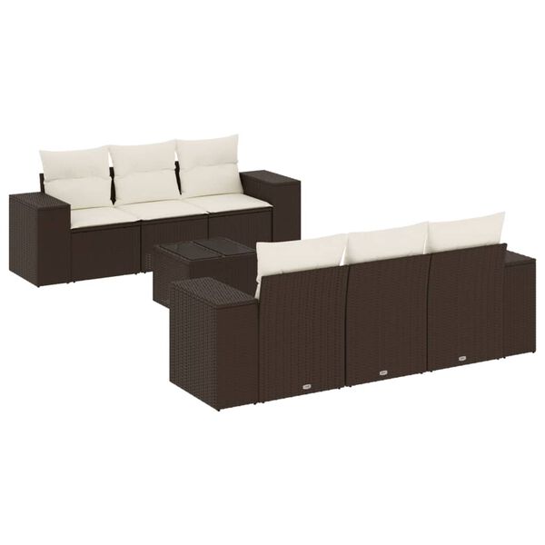 vidaXL Salon de jardin avec coussins 7 pcs marron r&eacute;sine tress&eacute;e