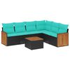 vidaXL Ensemble de canap&eacute; de jardin 7 pcs avec coussins noir r&eacute;sine tress&eacute;e