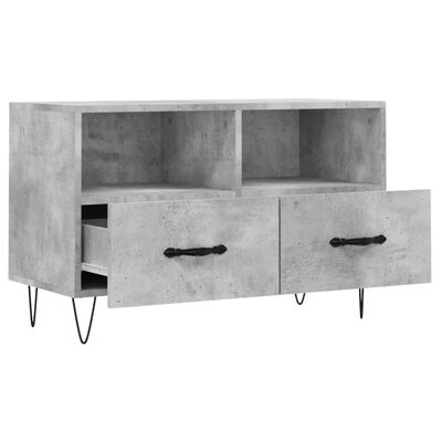 vidaXL Meuble TV Gris béton 80x36x50 cm Bois d'ingénierie