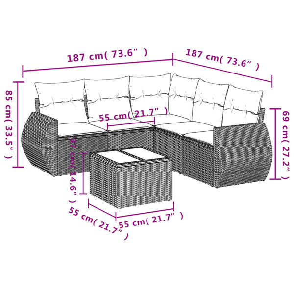 vidaXL Salon de jardin 6 pcs avec coussins gris clair r&eacute;sine tress&eacute;e