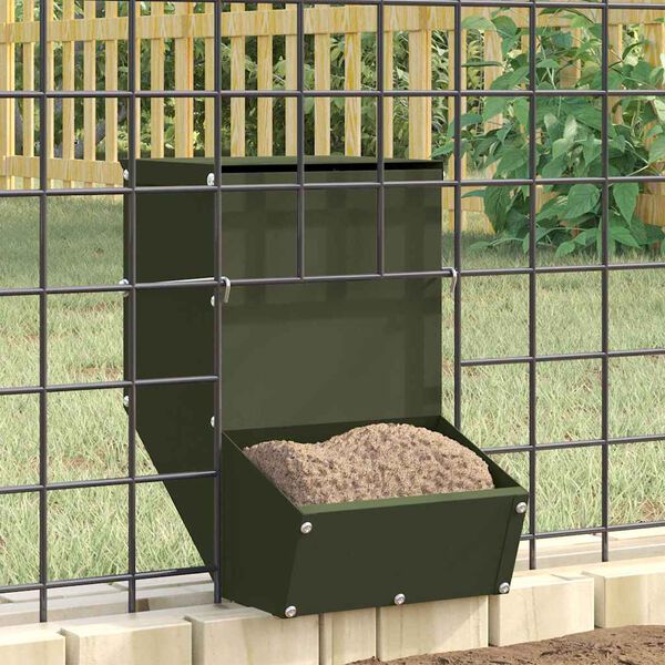 vidaXL Distributeur pour lapins Vert olive 17,5 x 26 x 28,5 cm
