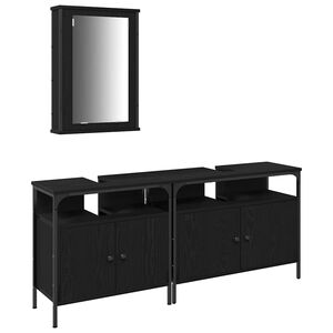 vidaXL Meubles de salle de bain 3 pcs Noir Bois d'ing&eacute;nierie
