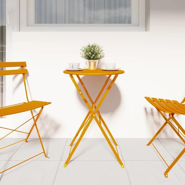 vidaXL Table bistrot Moutarde &Oslash;50x71 cm Acier rev&ecirc;tu de poudre