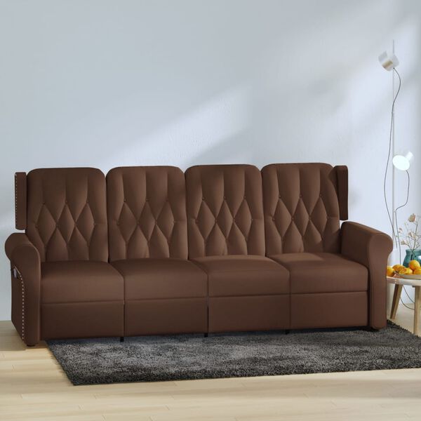 vidaXL Fauteuil de massage inclinable 4 places marron brillant