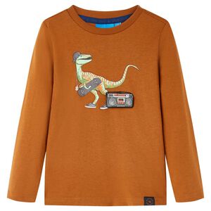 vidaXL T-shirt enfants &agrave; manches longues cognac 104