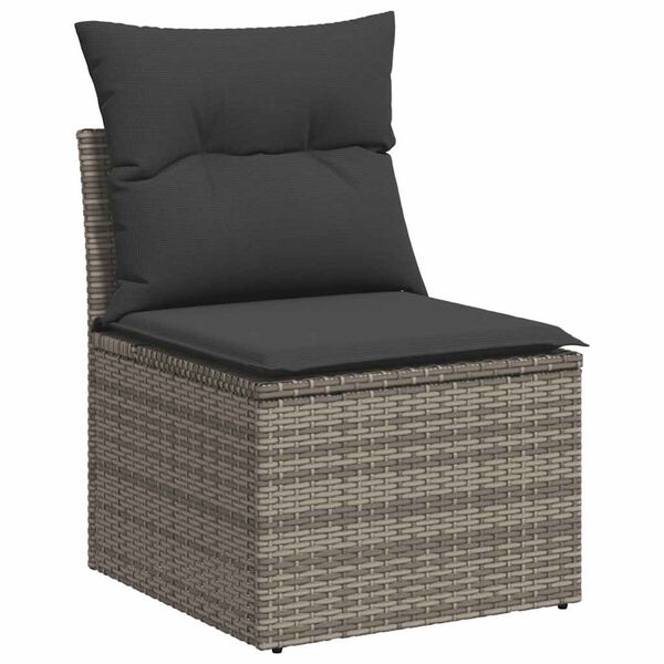 vidaXL Salon de jardin 6 pcs avec coussins gris r&eacute;sine tress&eacute;e