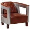 vidaXL Fauteuil en style d'aviation marron cuir v&eacute;ritable