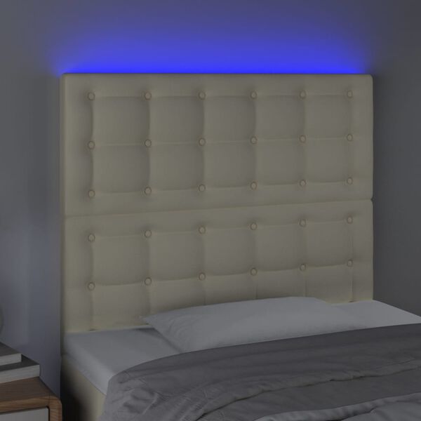 vidaXL T&ecirc;te de lit &agrave; LED Cr&egrave;me 100x5x118/128 cm Similicuir