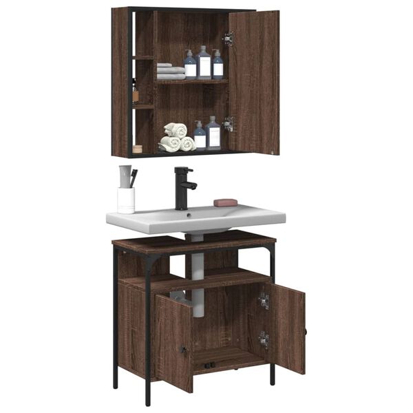 vidaXL Ensemble de meubles de salle de bain 2 pcs Ch&ecirc;ne marron
