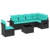 vidaXL Ensemble de canap&eacute; de jardin 7 pcs avec coussins noir r&eacute;sine tress&eacute;e