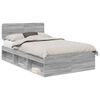 vidaXL Cadre de lit Gris Sonoma 120 x 200 cm Pin massif