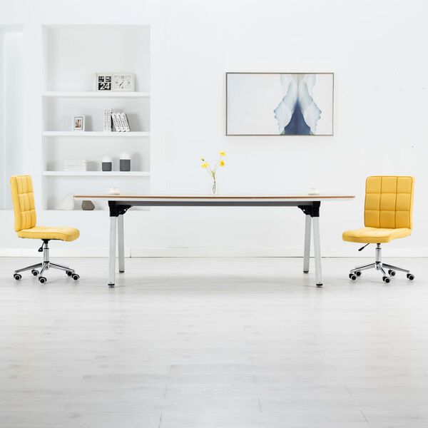 vidaXL Chaises &agrave; manger lot de 2 jaune tissu