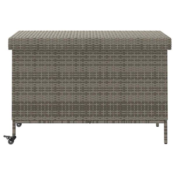 vidaXL Bo&icirc;te de rangement de jardin et roues gris r&eacute;sine tress&eacute;e