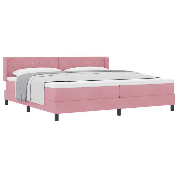 vidaXL Lit &agrave; ressorts avec matelas Rose 200 x 200 cm Velours