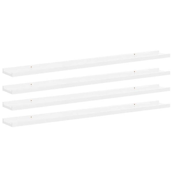vidaXL &Eacute;tag&egrave;res murales 4 pcs Blanc brillant 100x9x3 cm